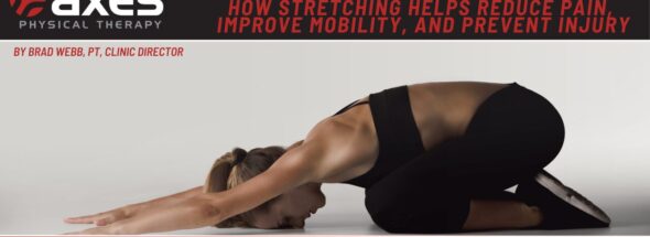 Person performing a child’s pose stretch to improve flexibility and mobility, representing the benefits of stretching for pain relief and injury prevention.