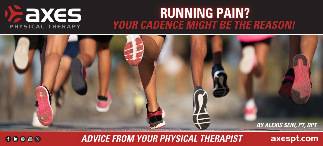 Runners mid-stride on pavement showing foot strike and running form, representing running cadence and injury prevention for runners experiencing pain.