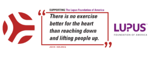 Axes Physical Therapy Gives Back graphic supporting the Lupus Foundation of America with inspirational community care quote