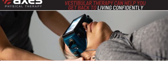Patient receiving vestibular therapy with infrared goggles at Axes Physical Therapy for dizziness, vertigo, and balance disorders