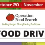 Operation Food Search Food Drive graphic with dates October 20–November 10, supporting hunger relief in St. Louis with Axes Physical Therapy.