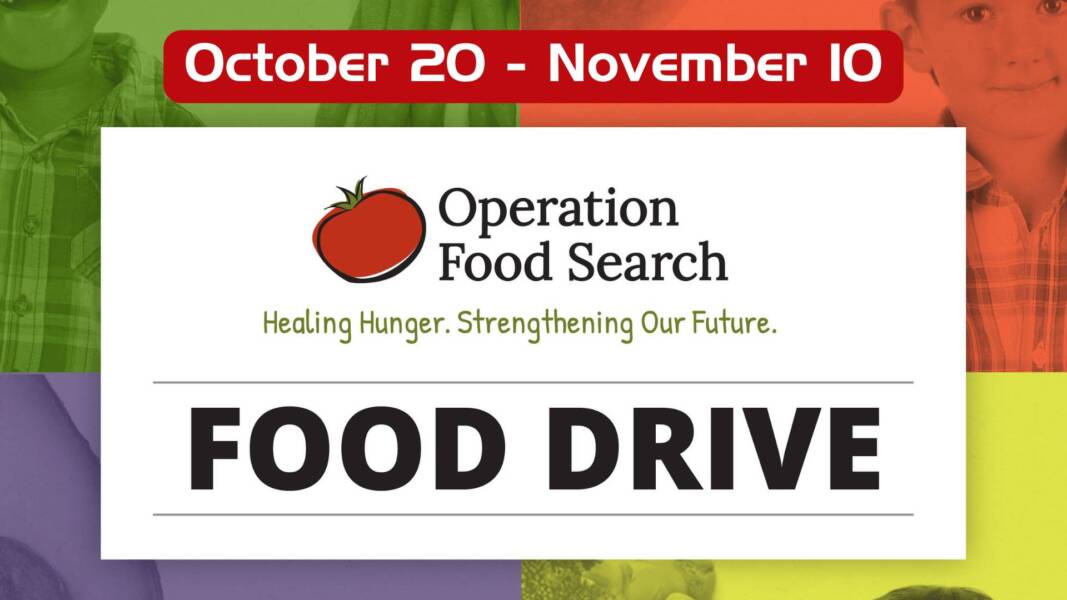 Operation Food Search Food Drive graphic with dates October 20–November 10, supporting hunger relief in St. Louis with Axes Physical Therapy.
